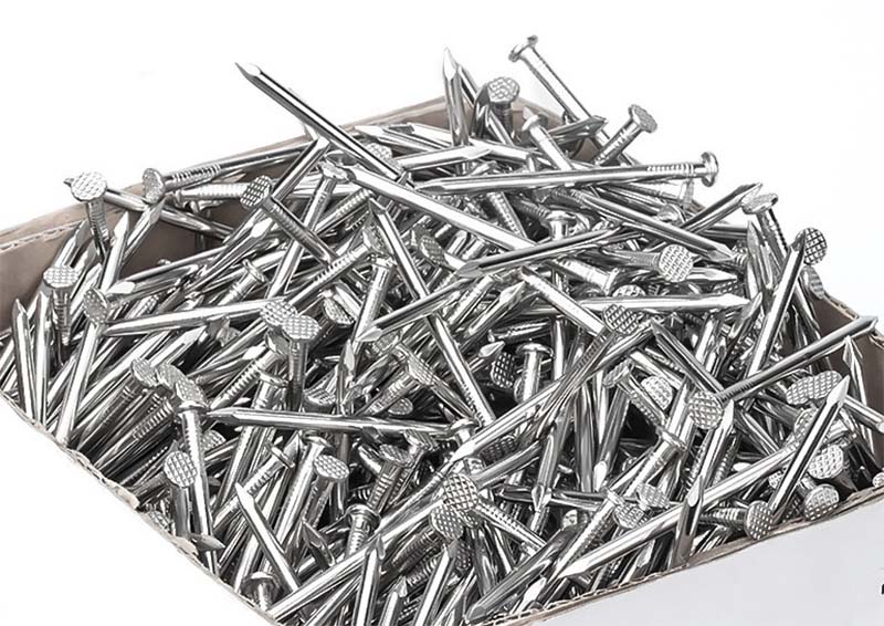 Steel nail with flat head