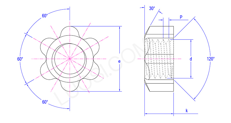 Star Knob Through Hole Type Nut