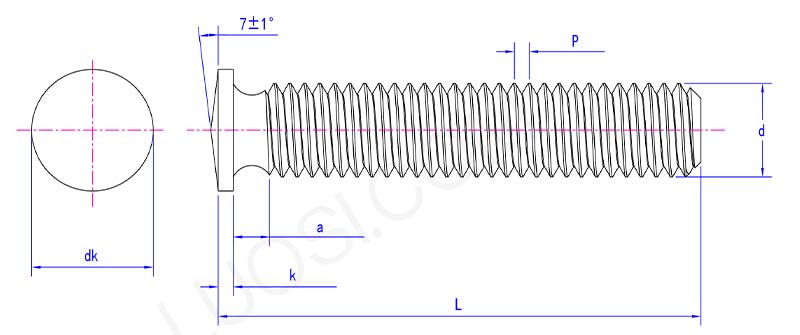 Welding studs for short period arc welding parameter